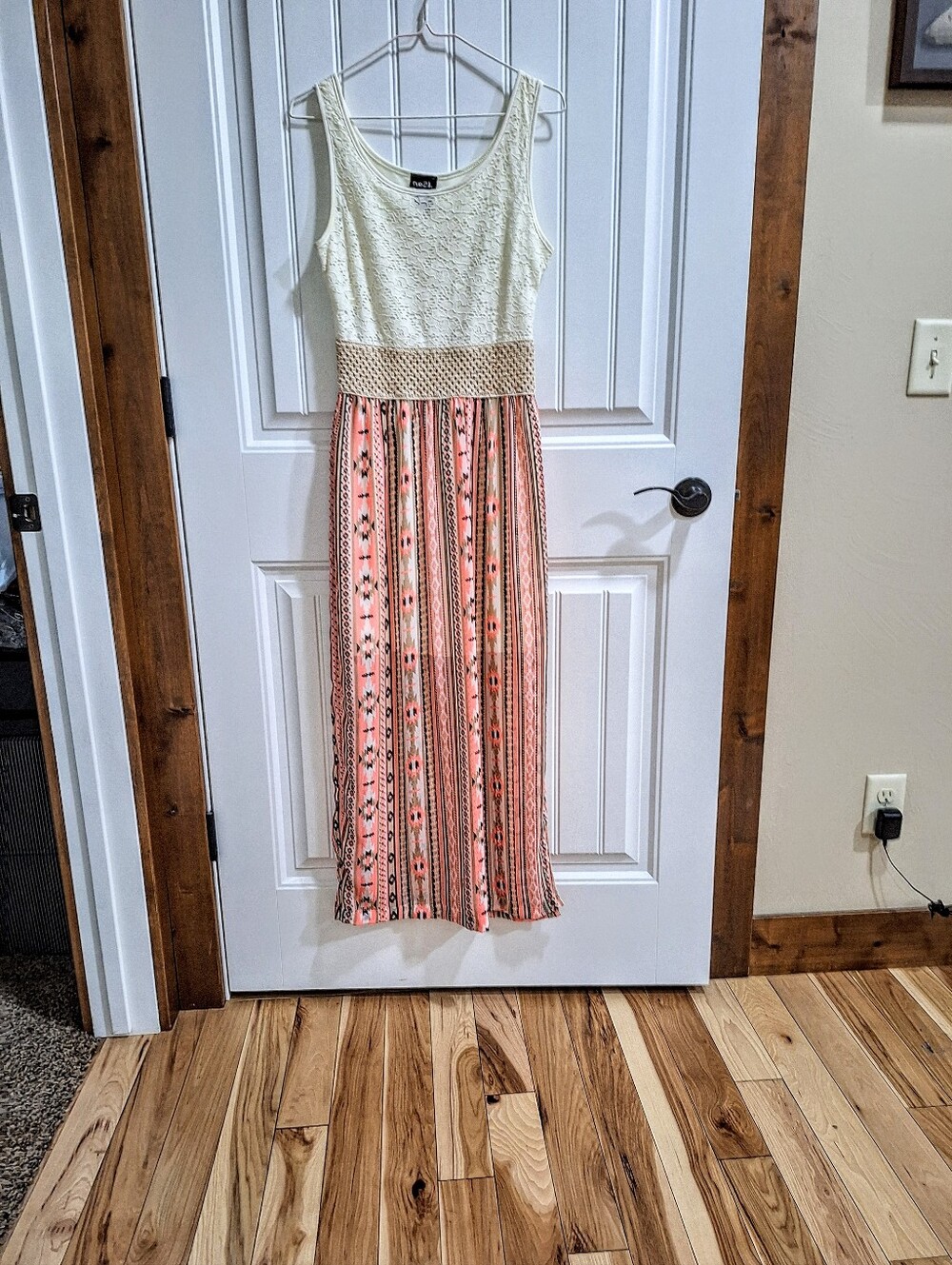 rue21 Boho Crochet Top Geometric Maxi Dress Size S